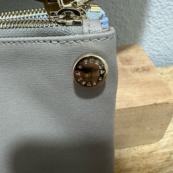 Furla Lilli Saffino Dubble Zip Blue Two Tone Leather Small Crossbody Excellent - Picture 2 of 6